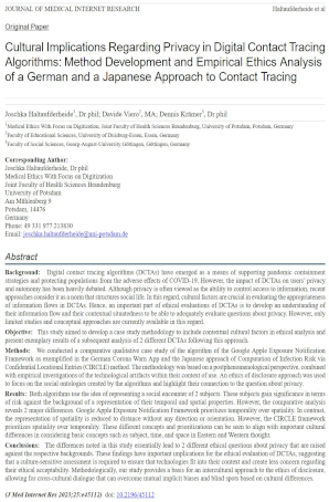 Cover: Cultural Implications Regarding Privacy in Digital Algorithms