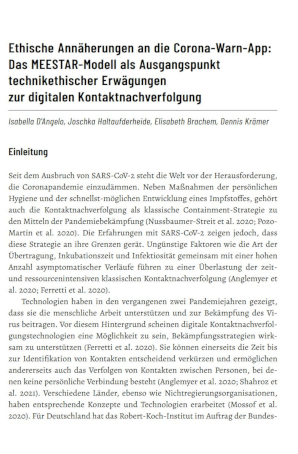 Cover: Ethische Annäherungen an die Corona-Warn-App
