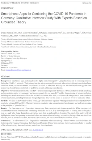 Cover: Smartphone Apps for Containing the COVID-19 Pandemic in Germany